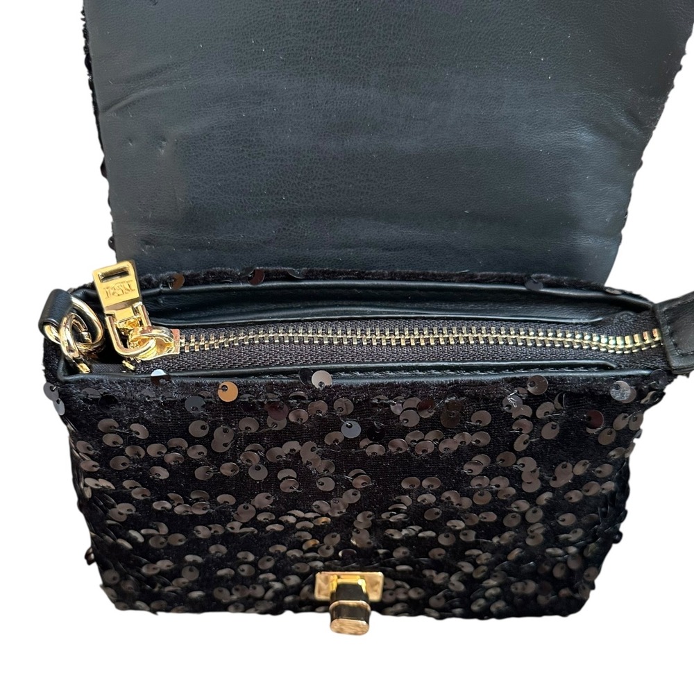 Badgley Mischka Black Sequin‎ Metal Handle Bag BMH 535 Vegan Leather MSRP 120 - Picture 6 of 12